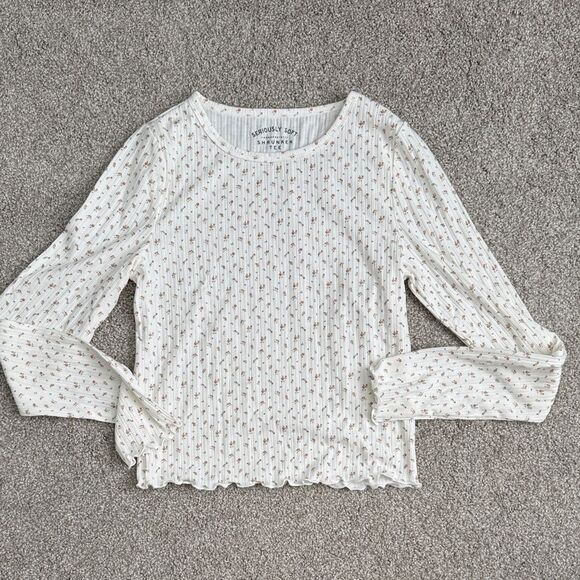 Aeropostale  White Floral Long Sleeve Top M - Picture 1 of 4